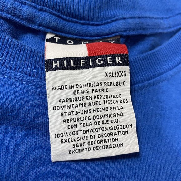 Tommy Hilfiger Y2K T-Shirt Blue‎ Mens Size 2XL XXL Blue Big Logo GUC - Picture 3 of 6